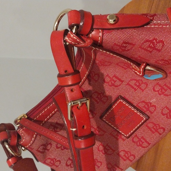 Dooney & Bourke Hobo Shoulder Bag Signature 1975 Red Leather Purse - Picture 11 of 16